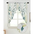 thumbnail image 2 of Swag Curtains, Summer Green Plants Leaves Watercolor Lines Leaves Rod Pocket Kitchen Curtains Valances Tier Curtains Swag Valance Curtains for Bedroom Living Room 36" x 45", 2 Panels, 2 of 6
