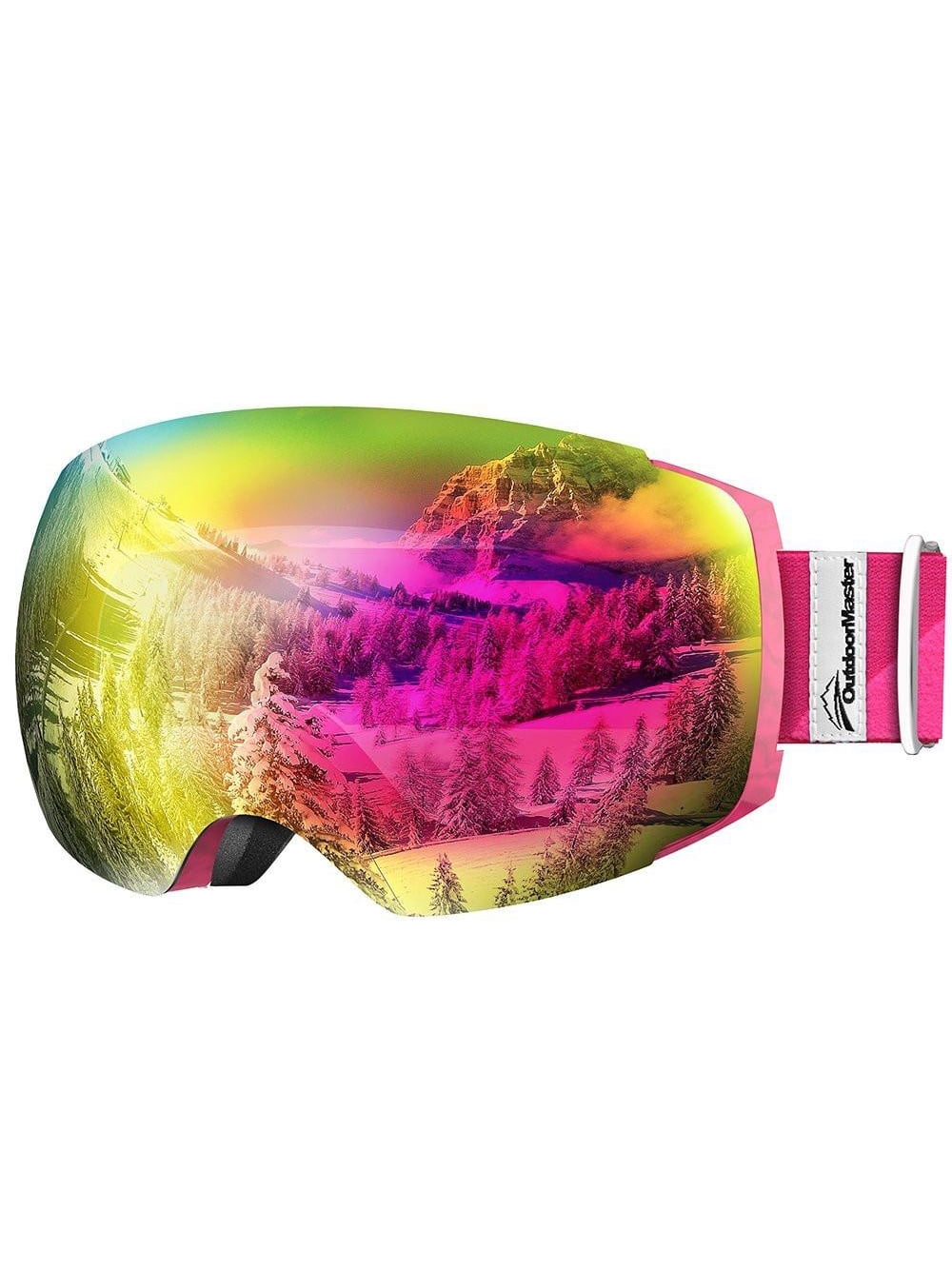 OutdoorMaster Ski Goggles PRO Frameless, Pink Grey Lens Pink VLT 17