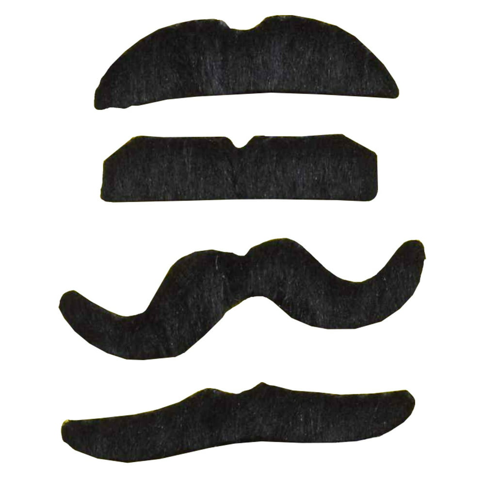 12 Assorted Black Fake Stick On Mustaches Costume Accessory - Walmart ...