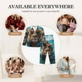 thumbnail image 7 of Yiaed Hawaiian Swimming Lion Print Pajamas Women's Long Sleeve Sleepwear Soft Button Down Loungewear Pjs Lounge Set Nightwear Womens Pajama Pants-Large, 7 of 7