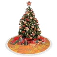 thumbnail image 4 of Christmas Tree Skirt, Cute Cantaloupe Citrus Color Christmas Tree Decorations Indoor, Tree Skirts Mat With Tassel Trim for Halloween New Year Holiday Christmas Party Decor 36 Inches, 4 of 7