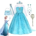 thumbnail image 2 of Disfraz de Elsa de la reina de las nieves para niñas, vestido de princesa de Frozen de Disney, ropa de lentejuelas de manga larga para cumpleaños Fivean unisex, 2 of 2