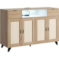 thumbnail image 1 of Rattan Sideboard Buffet Cabinet With LED Lights, 2 Drawers 2 Doors Storage Cabinet, Modern Console Table With Power Outlet & Adjustable Shelves, for Dining Room, Kitchen, Living Room, 1 of 7