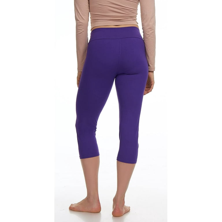 LMB Capri Leggings for Women Buttery Soft Polyester Fabric, Purple, XS - L  