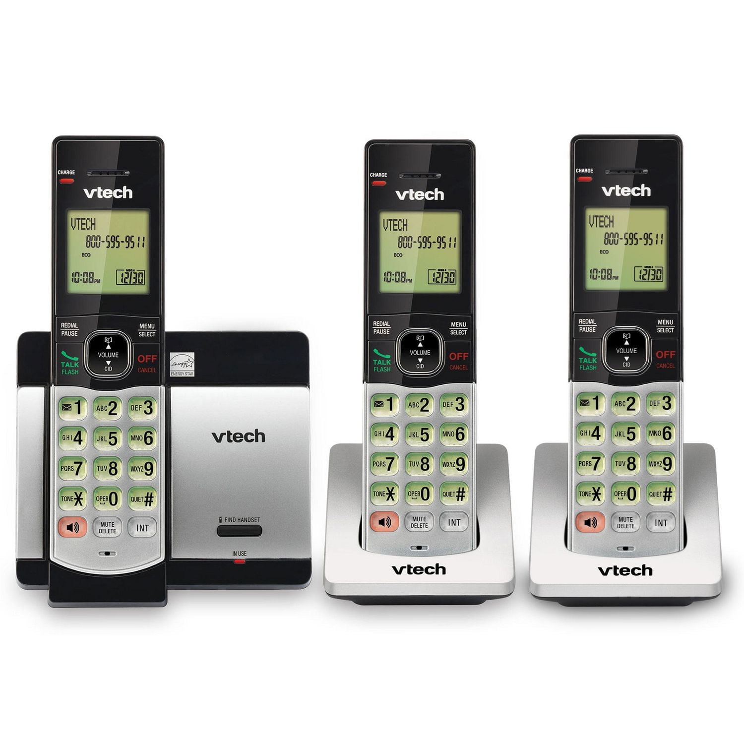 VTech CS5119-3 DECT 6.0 Expandable Cordless Phone System with 3 Handsets