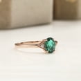 thumbnail image 3 of 14K Rose Gold Oval Shape Created Emerald Cubic Zirconia Engagement Ring, 3 of 5