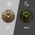 thumbnail image 6 of CUGBO Luminous Wall Clock, 12 Inch Modern Silent Non Ticking Round Night Light Wooden Wall Clock, Imitate Eye Chart Design Luminous Clock for Bedroom Kitchen Living Room Office School  (Brown), 6 of 7