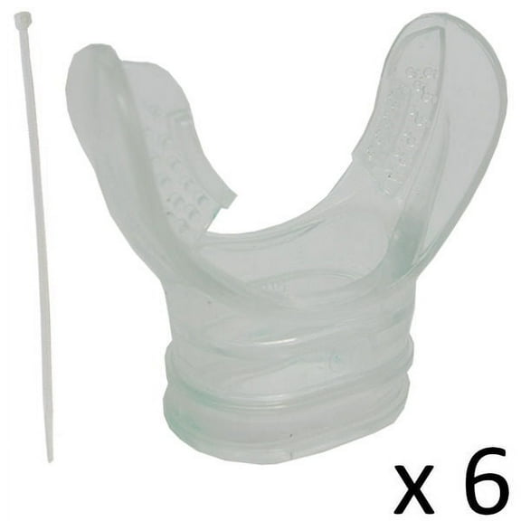 Scuba Diving Clear Regulator Octopus Mouthpieces w/ Regulator Tie, 6pc Pack