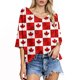 thumbnail image 1 of Tops de tallas grandes para el Día de Canadá: cuello redondo, diseño texturizado, verano, para combinar con vaqueros, fácil cuidado., 1 of 5
