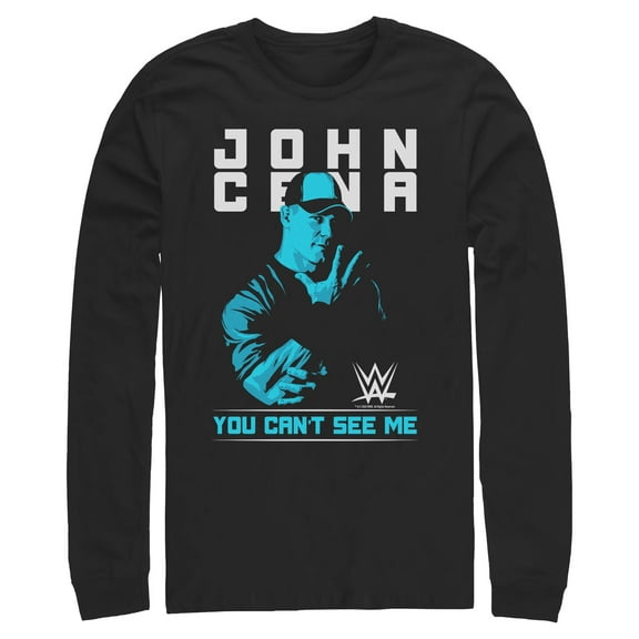 Mens WWE John Cena You Can't See Me Blue Long Sleeve Shirt