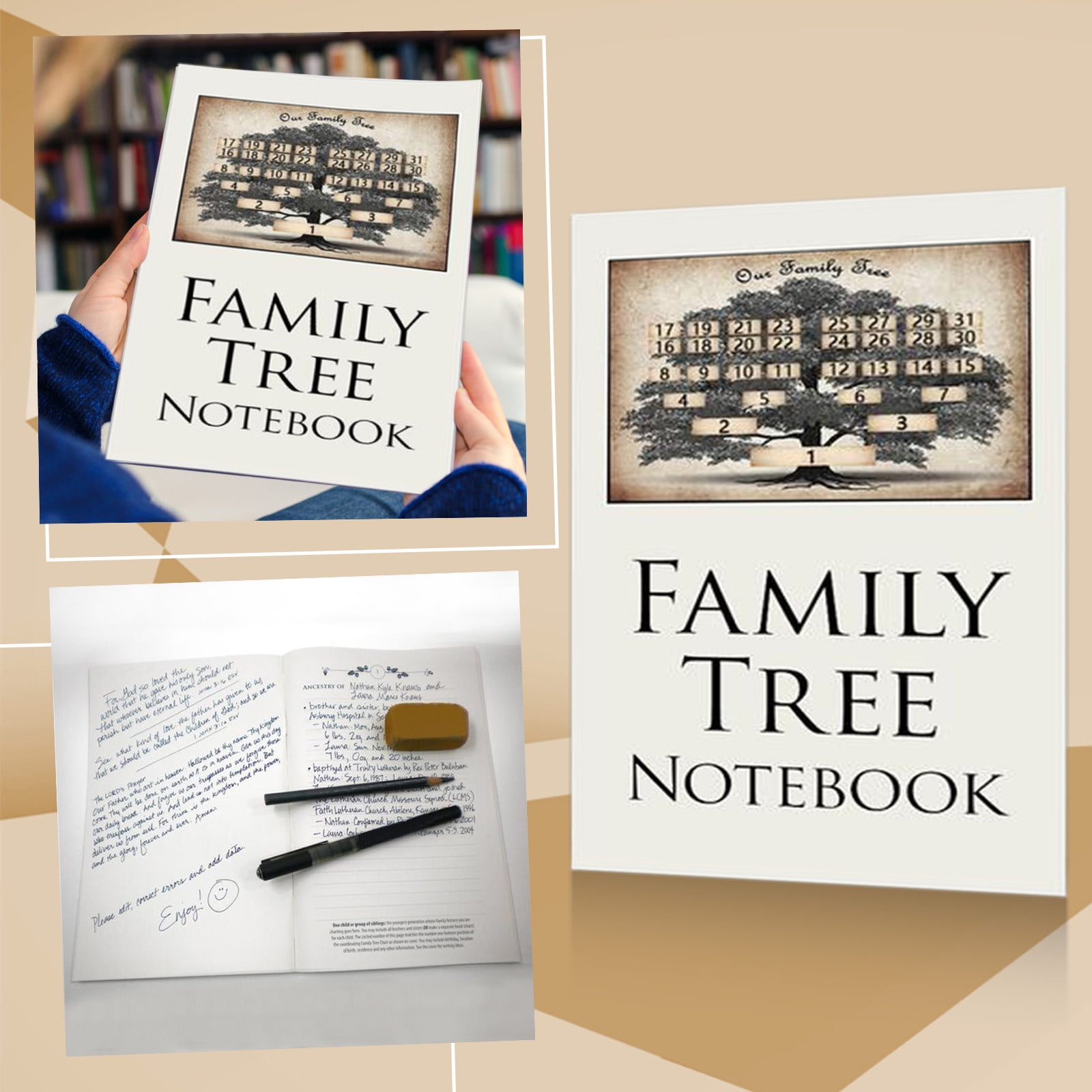 16 SHEET FAMILY Tree Notebook Flexible Family Workbook Gifts for