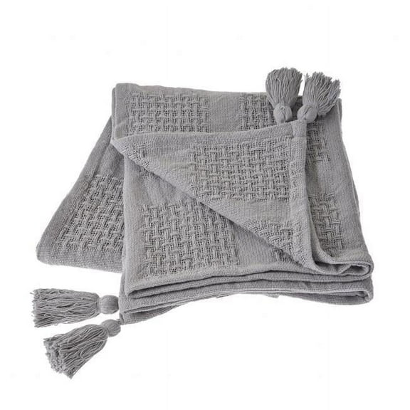 Gray Woven Cotton Solid Throw Blanket
