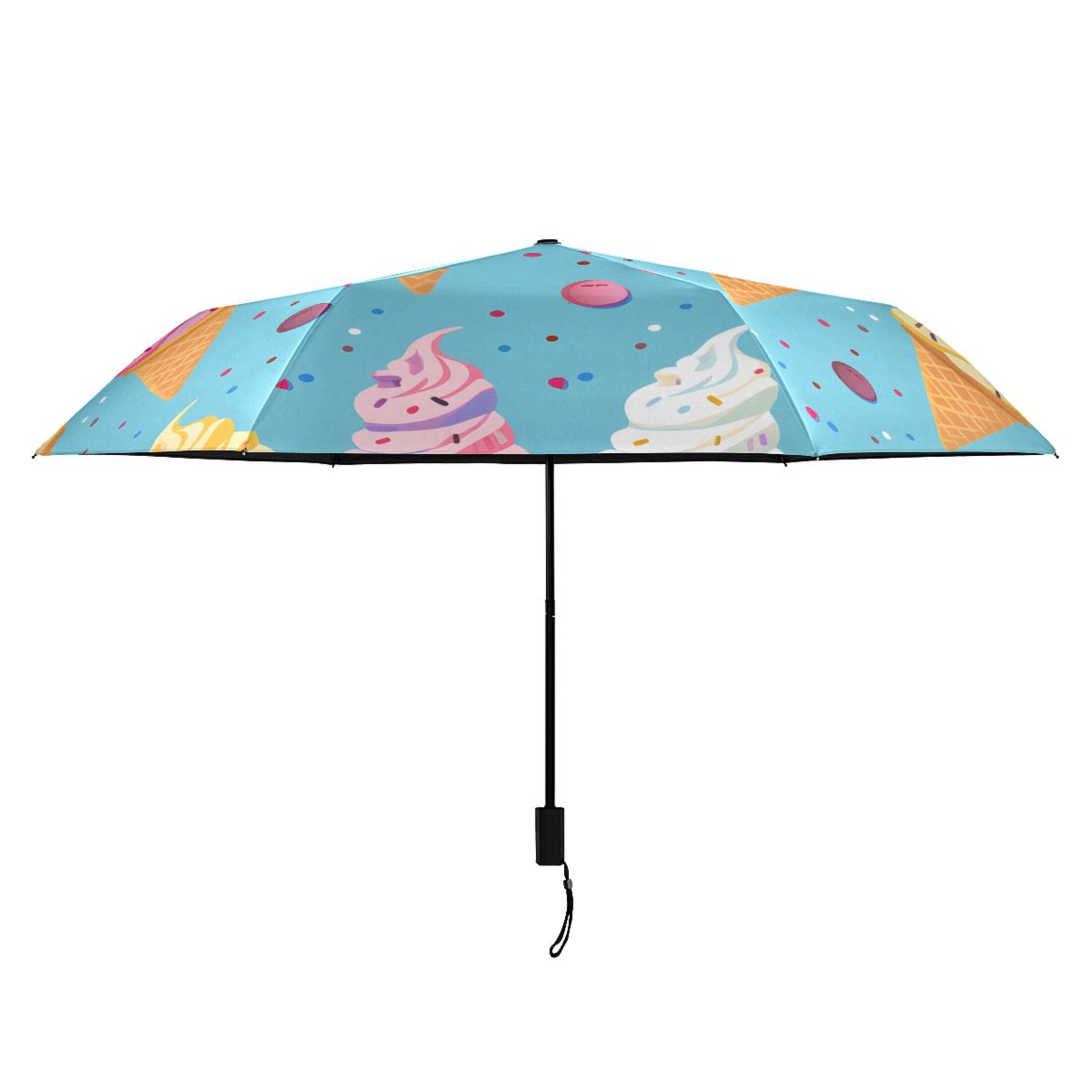 Cartoon Ice Cream Compact Sun Umbrella Windproof Travel Umbrellas for Rain Strong Portable UV Protection