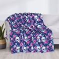 thumbnail image 3 of Uemuo Skull Flower Printed Throw Blanket for Couch, Fluffy Fuzzy Blankets for Bed, Sofa, Cozy Flannel Faux Fur Blanket-80"x60", 3 of 6