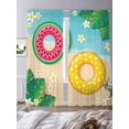 thumbnail image 3 of Summer Floral Sheer Curtains 2 Panels Set Tropical Leaves Watermelon Swimming Rings Beach Sheer Window Curtains Light Filtering Rod Pocket Voile Drapes for Bedroom Living Room 52"X96", 3 of 9