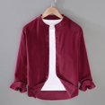 thumbnail image 4 of XDZJLR Mens T Shirts Retro Corduroy Stand Up Solid Color Fashionable Long Sleeved Tops, 4 of 4