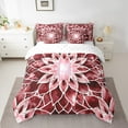 thumbnail image 2 of Lit en Sac Fleur de Lotus Simple 7 Pcs, Ensemble de Literie Tie Dye Dégradé Dahlia Réversible Rouge Bordeaux Design Floral Exotique Encre, Ensembles de Literie Doux et Respirants avec Couette, Draps, Taies d'Oreiller, 2 of 5