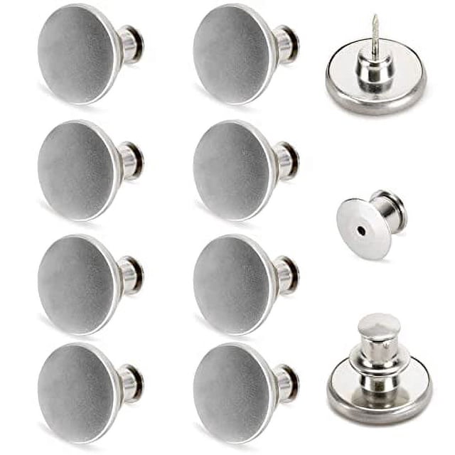 Nvzi 8 Sets Button Pins for Jeans No Sew, Pant Button Pins Adjustable Replacement Clips Adjuster Snap, No Tools Require Reduce Too Big Pants Waist Size Instant Make Tighter-Silver