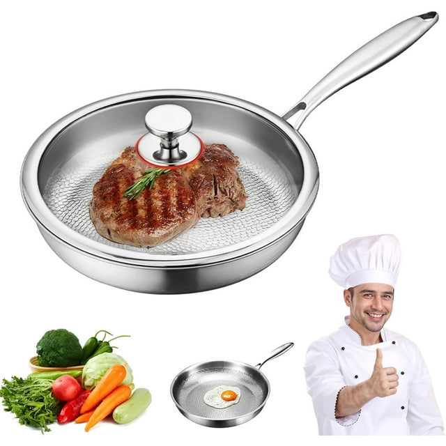 Tipanexi Titanium Pan Pro with Lid, Titaniums Frying Pan for Cooking Non Stick, Durable Scratch-Resistant Non Stick Titaniums Nutri Pans, for All Cooktops (with lid,11.81in)