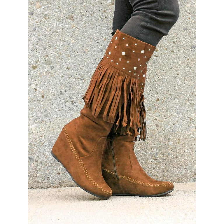 Nature breeze fringe boots hot sale
