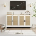 thumbnail image 4 of 40" Boho Storage Cabinet with Woven Rattan Doors - Adjustable Shelf TV Stand, Coffee Bar & Entryway Organizer, White, 4 of 7