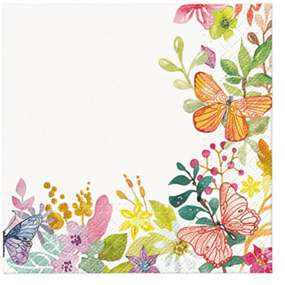 Keep Unique Floral Luncheon Decoupage Napkins, Butterfly Napkins, Assorted Color Napkins, 20/Pack