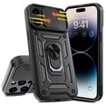 thumbnail image 4 of Elegant Choise for iPhone 14 Pro Case with Ring Stand Slide Camera Lens Protective Phone Cover, Black, 4 of 14