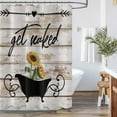 thumbnail image 4 of Get Naked Shower Curtains Bathtub Sunflower White Background Barn Wood Farmhouse Shower Curtains for Bathroom Rustic Decorative Waterproof Fabric Machine Washable with 12 Hooks 72"x72", 4 of 6