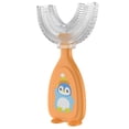 thumbnail image 3 of 2 unids Baby Cepillo de dientes Portátil Portátil 360 Grado en forma de U Silicona Silicona Cepillo de Dientes con Handle Hogar Niños Herramientas Naranja Pequeño Inevent CE011409-04, 3 of 7