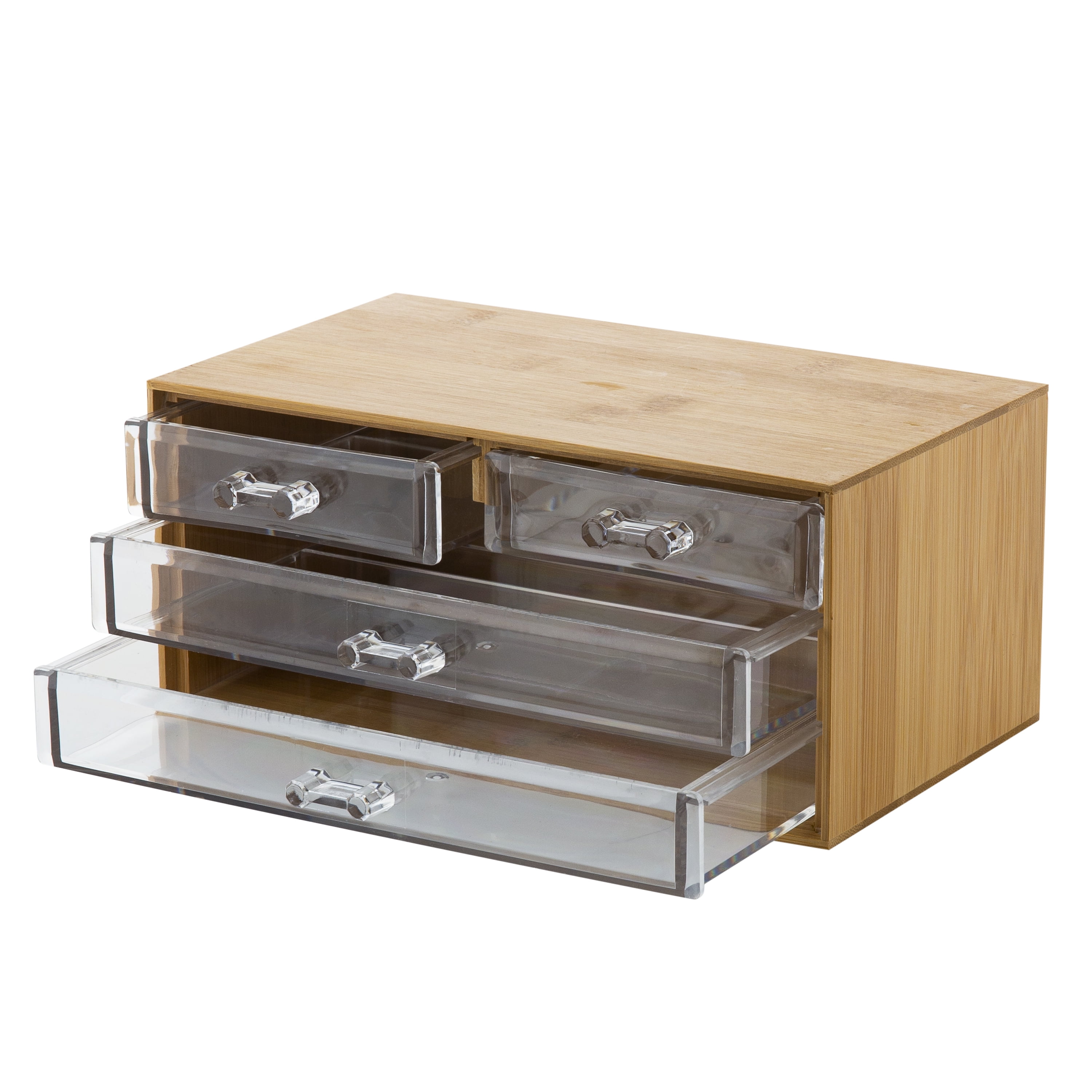 Simplify 3 Tier 4 Drawer Cosmetic Organizer and Jewelry Chest in Bamboo