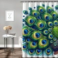 thumbnail image 2 of Awypu Shower Curtain Set Vintage Animal Peacock Green Feather Waterproof Bathroom Curtain Multiple Sizes White, 2 of 7