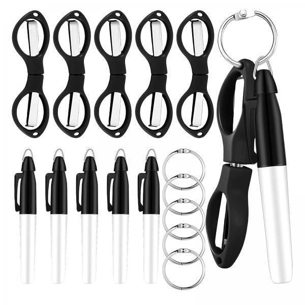 2 Llaveros De Tijeras Plegables, Tijeras De Metal Plateado, Juego De Bolígrafos Para Enfermera, Color Negro