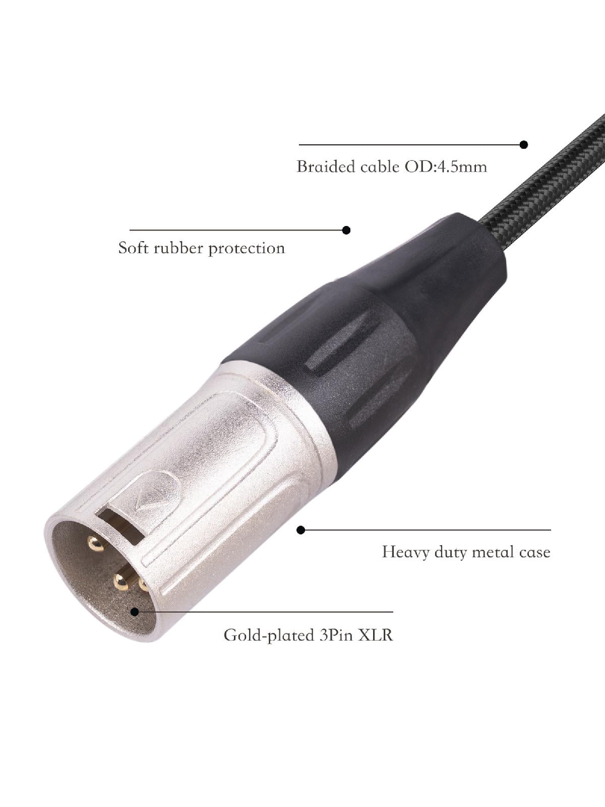 6.35mm Female to XLR Male Microphone Audio Adapter Cable 1/4" TRS to XLR Extension Converter Cord for Speaker Guitar
