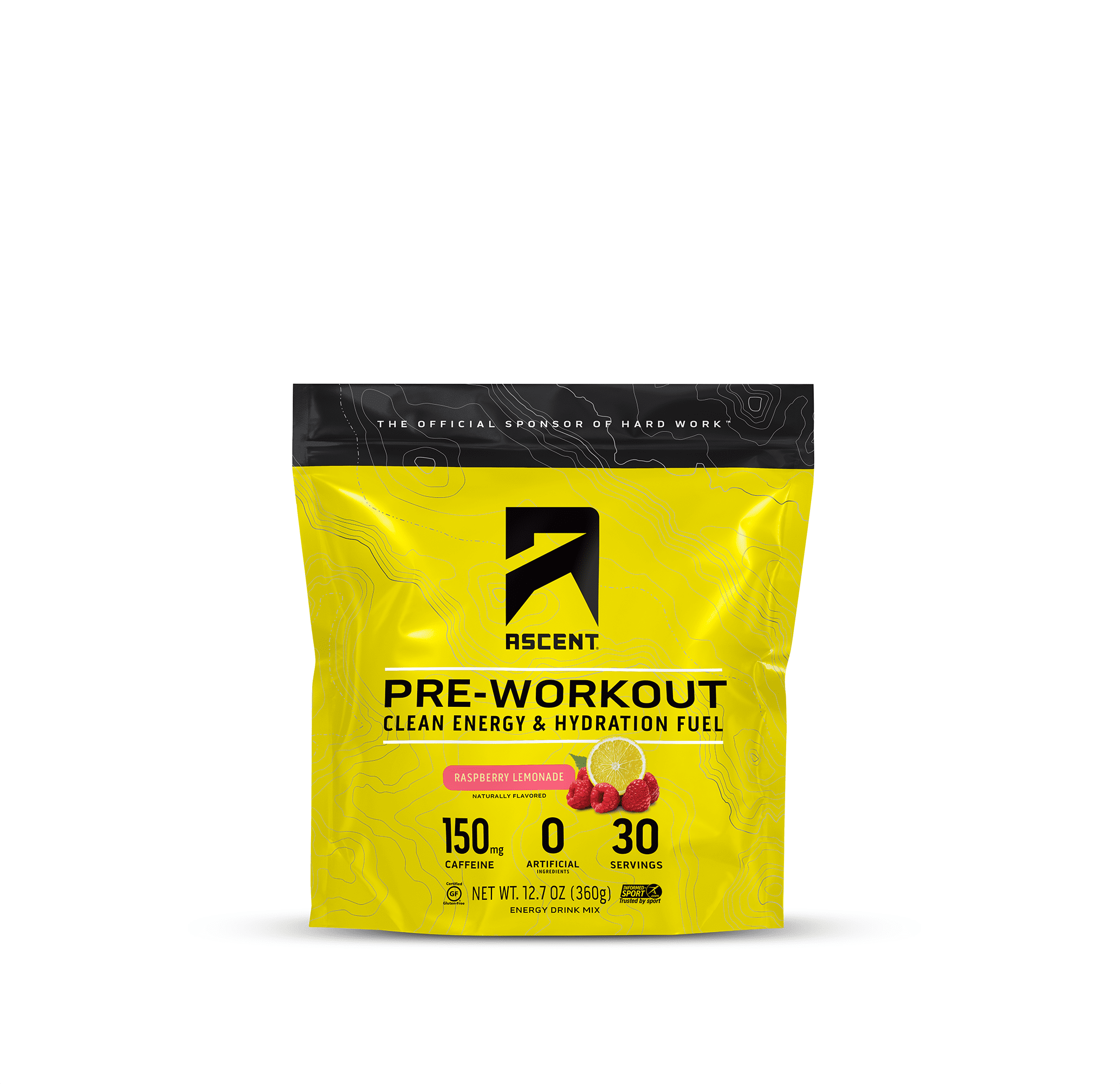 Ascent PreWorkout Energy Drink Powder Mix, Raspberry Lemonade, 12.7 oz