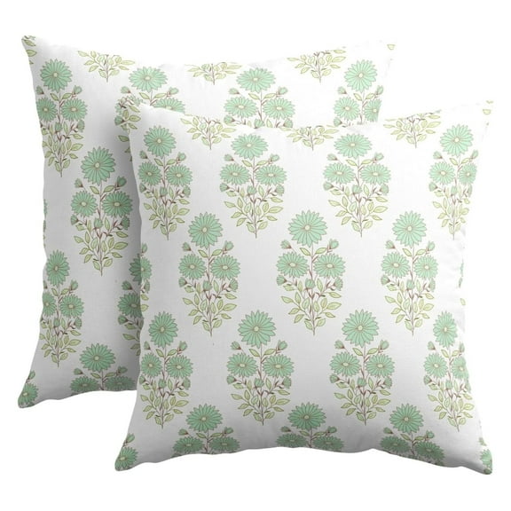 Light Green Floral Block Print Pillow Covers 22x22 Inch Modern Neutral Flower Outdoor Decorative Throw Pillows Set of 2 Boho Rustic Pillowcases Cushion Covers for Couch