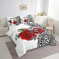 thumbnail image 3 of Castle Fairy Chic Red Floral Rose Bedding Comforter Set 7pcs for Boys Girls,Abstract Leopard Print Queen Bedding Sets Super Cozy,Happy Valentine's Day Queen Sheet Sets,Microfiber Bedroom Decor, 3 of 7