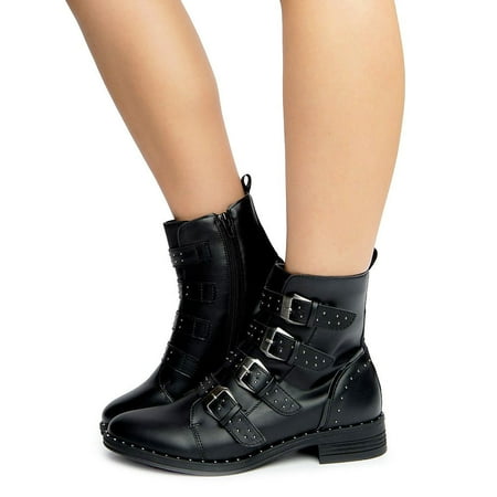 

Buckles! Studded Ankle Booties Vegan Leather New