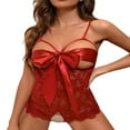 thumbnail image 4 of AMERTEER Femmes Entrejambe Lingerie Découpe Florale Dentelle Noeud Body avec Sangle Spaghetti Réglable, 4 of 7