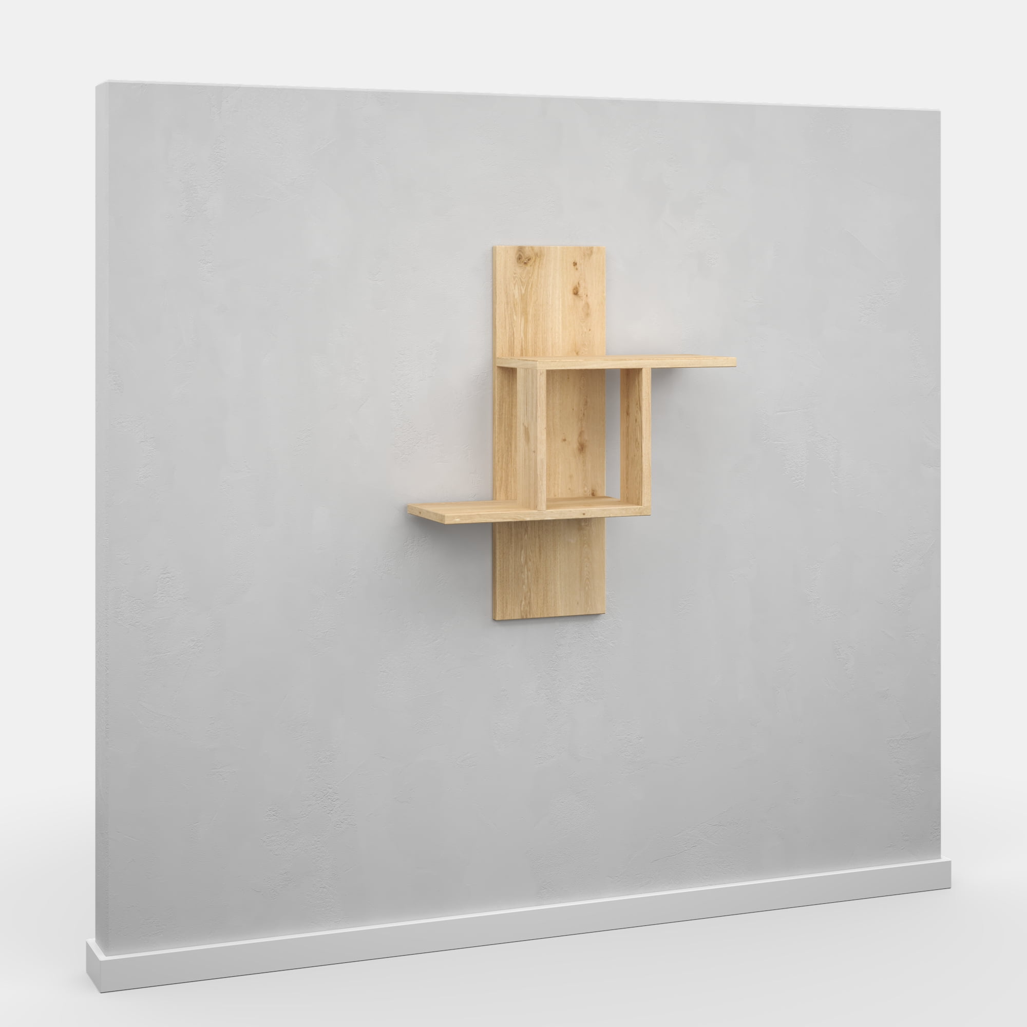 Ada Home Decor Furniture 25.2" 2 Tier Oak Waverley Modern Wall Shelf