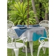 thumbnail image 3 of Outdoor Tablecloth with Umbrella Hole for Patio/Picnic/Party/Camping, Blue Abstract Waterproof Table Cloth Round Cover Washable, Grey Geometric Oil Painting Vintage Gradient (Dia 54"), 3 of 8