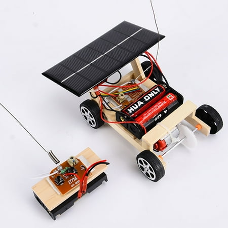 Wooden DIY Solar Powered RC Car Puzzle Assembly Science Vehicle Toys Set for