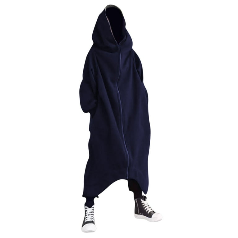 Men hooded sweater hotsell personality side zipper
