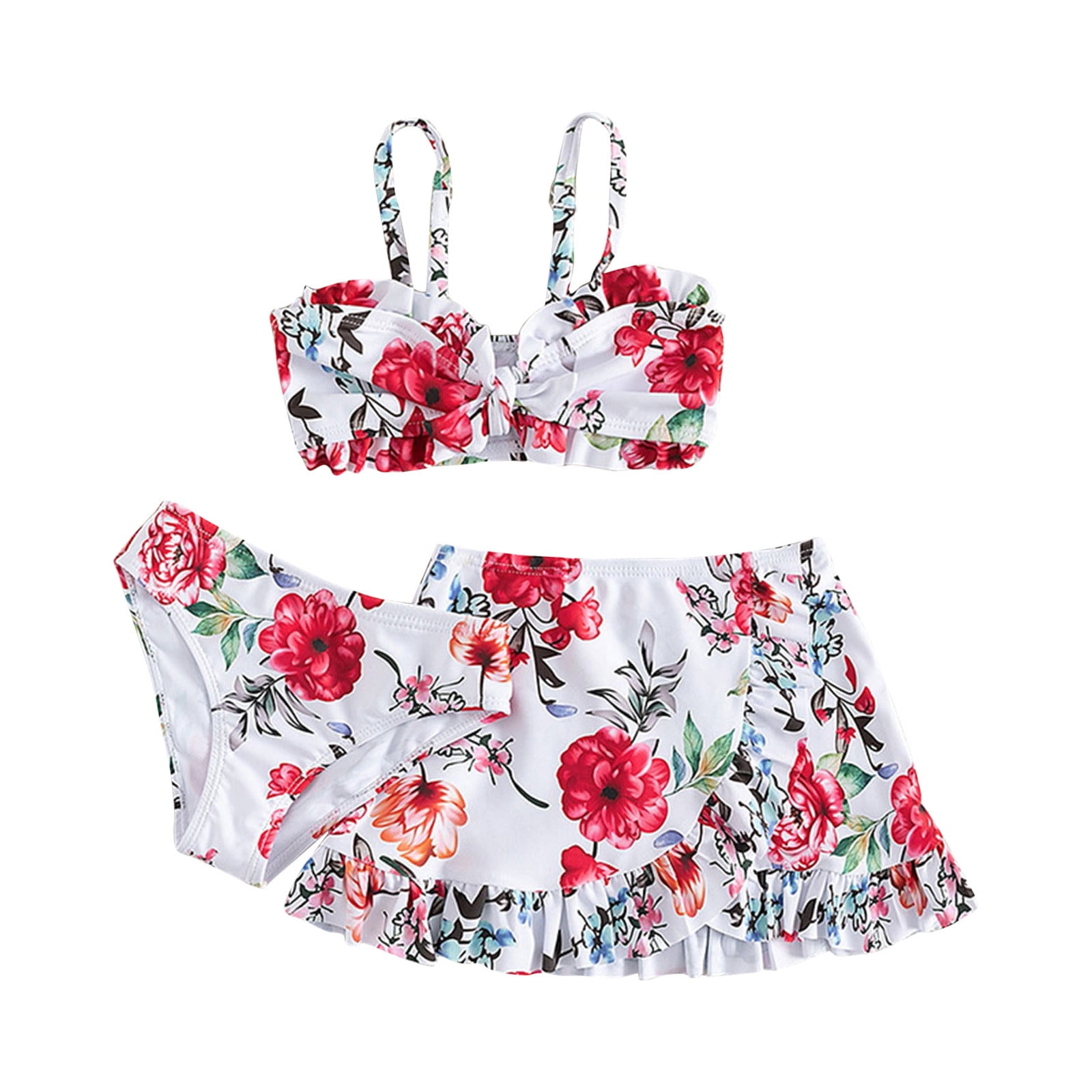 HIBRO Toddler Baby Girl's 3 Piece Swimsuits Floral Bikini Beach Bathing