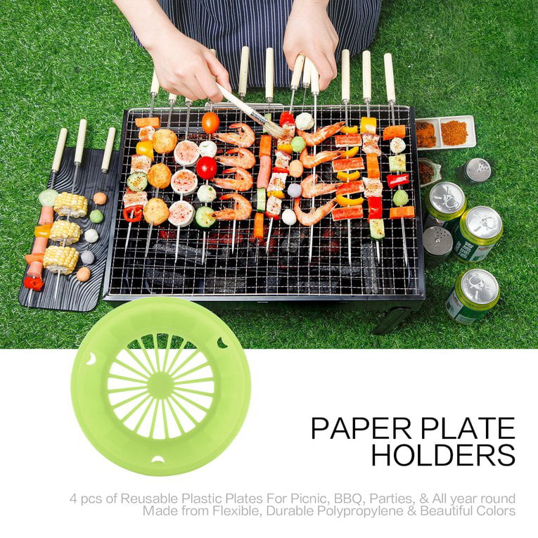 BBQ Camping Party Details about   Set of 6 Reusable Plastic Paper Plate Holders 10 1/4" Picnic 
