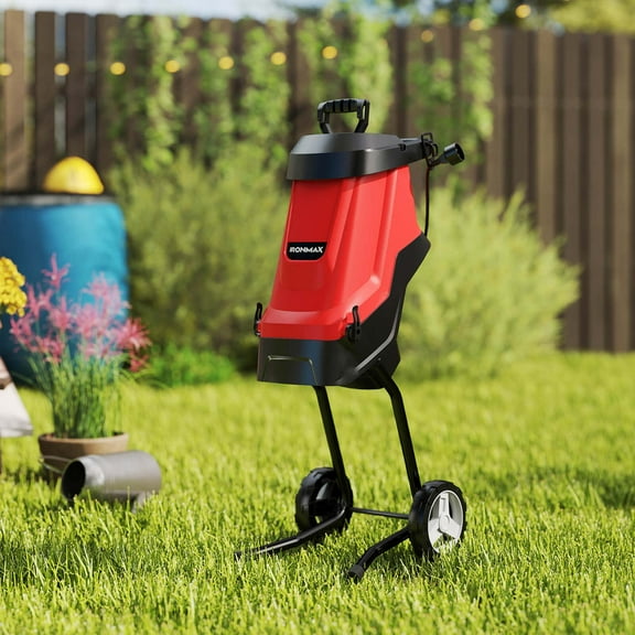 Ironmax 15 AMP Leaf Shredder Mulcher with Plunger & Collection Bag Wheels for Branches