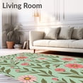 thumbnail image 2 of ODIKA 4'x6' Machine Washable Non-Slip Area Rug, Victorian Herbarium Print with Interlocking Floral Sprigs High Traffic Rug, Green, 467539, 2 of 7