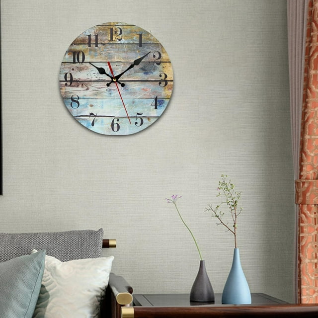 Reloj de pared redondo Perfecl Reloj de madera Decorativo silencioso multicolor