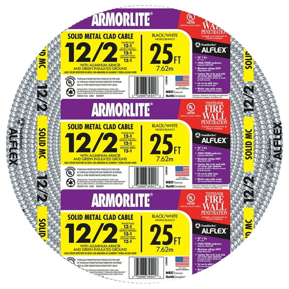 Southwire 68580021 25' 12/2 Type MC Cable Aluminum