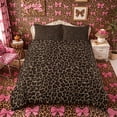 thumbnail image 3 of Meiyoeat Classic Leopard Print Duvet Cover King, Wild Animal Spot Pattern King Bedding, Brown Black,3 Pieces,No Comforter,Black Reversible, 3 of 6