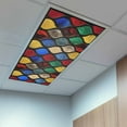 thumbnail image 2 of 1 Pack Abstract Fluorescent Light Covers for Ceiling Lights Stained Glass Moroccan Texture Magnetic Ceiling Light Covers Overhead Light Filters for Office Classroom Home, 2 of 9